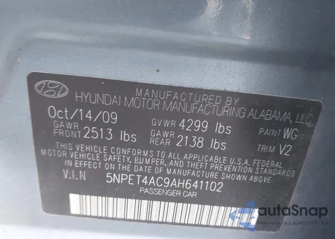 2010 Hyundai Sonata Gls from USA, damaged, VIN 5NPET4AC9AH641102